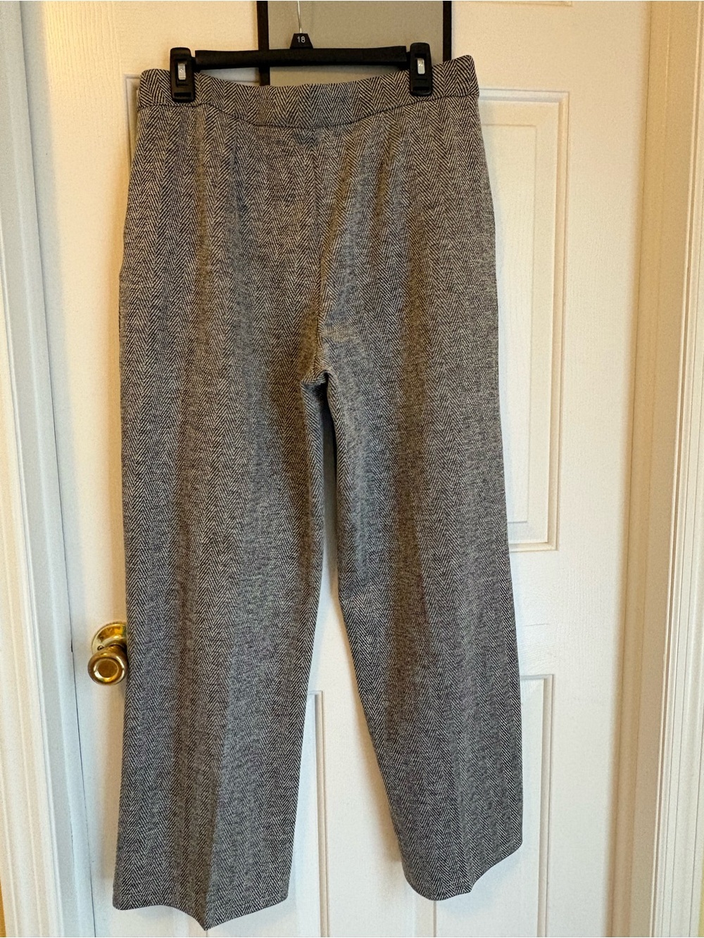 Gray Kyle Herringbone Straight-Leg Trousers